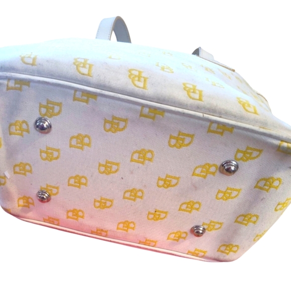 Dooney & Bourke Crosbody Canvas Bucket Bag Yellow / Women's Buckle Belt Rare GUC - Picture 5 of 11